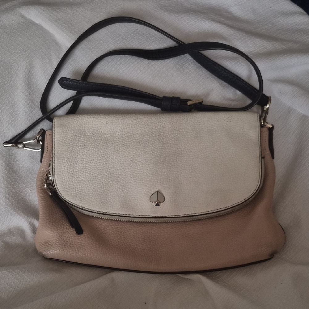 Kate Spade Two-Tone Crossbody Bag in Cream and Tan
